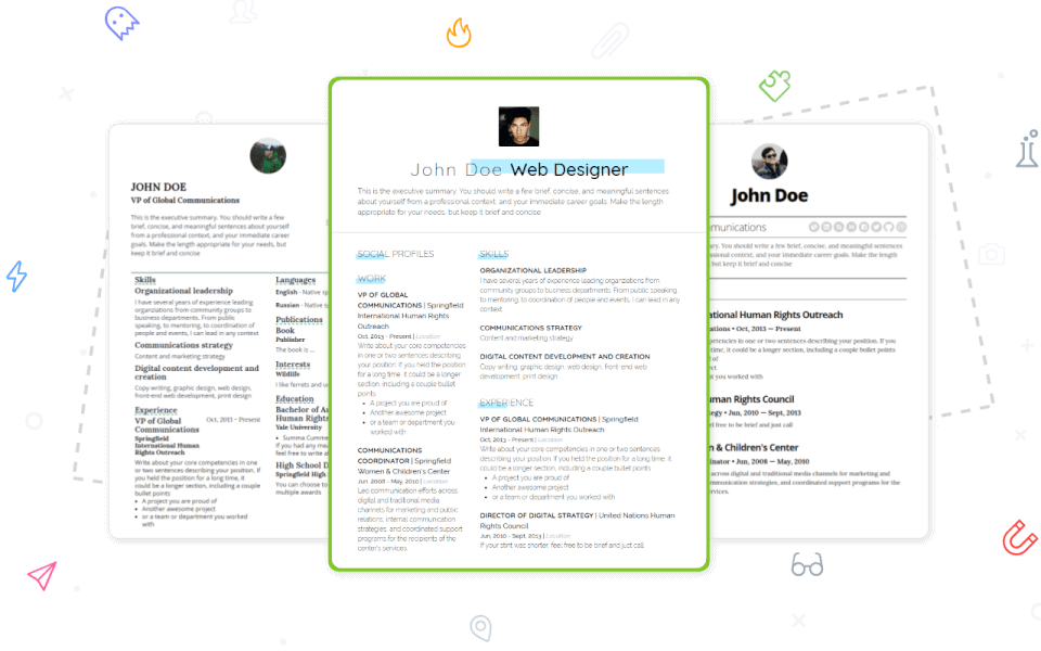 Pick a modern & professional resume template you like